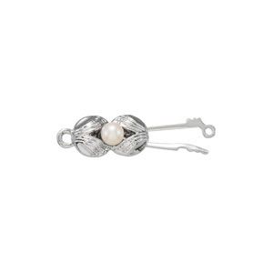 Rhodium-Plated Clasp with Imitation Pearl