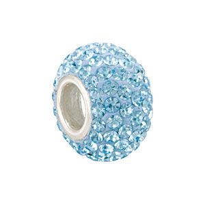 Kera&trade; Aquamarine-Colored Crystal Pave' Bead