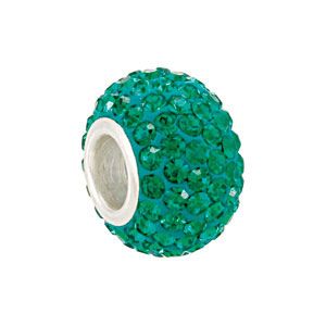 Kera&trade; Emerald-Colored Crystal Pave' Bead