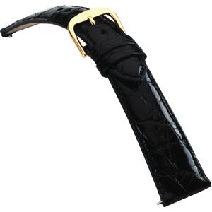 20mm Ladies Regular EZ-Change Padded Genuine Crocodile Black Watch Strap