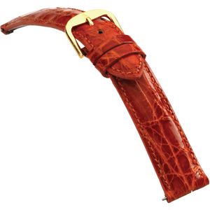 22mm Ladies Regular EZ-Change Padded Genuine Crocodile Orange Watch Strap