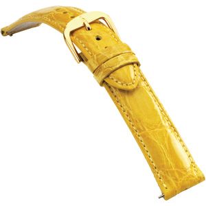 22mm Ladies Regular EZ-Change Padded Genuine Crocodile Yellow Watch Strap