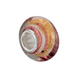 Kera&trade; Pink & Gold Glass Bead