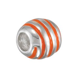 Kera&trade; Orange Striped Enamel Bead