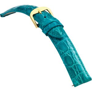22mm Ladies Regular EZ-Change Padded Genuine Crocodile Turquoise Watch Strap