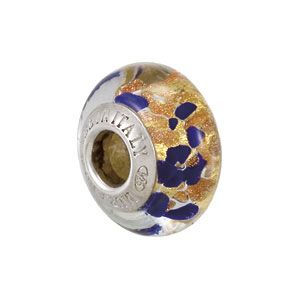 Kera&trade; Bella Viaggio Blue Glass Bead with Aventurina & Gold Foil