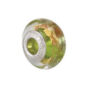 Kera&trade; Bella Viaggio Green Glass Bead with Aventurina & Gold Foil 
