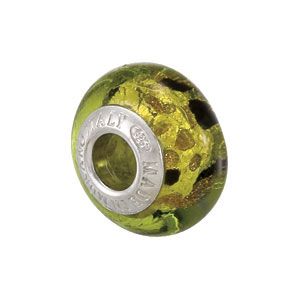 Kera&trade; Bella Viaggio Green & Black Leopard Glass Bead 
