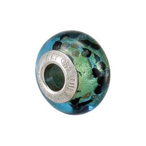 Kera&trade; Bella Viaggio Blue & Black Leopard Glass Bead 