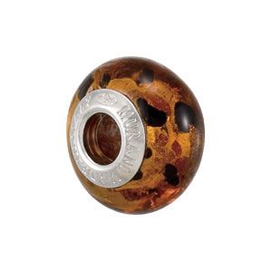 Kera&trade; Bella Viaggio Orange & Black Leopard Glass Bead