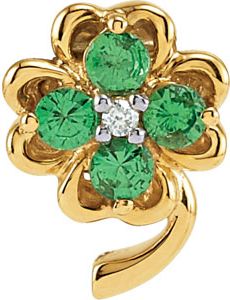 Genuine Tsavorite Garnet and Diamond Clover Pendant