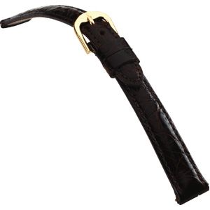 12mm Ladies Long Genuine Crocodile Padded Brown Watch Strap