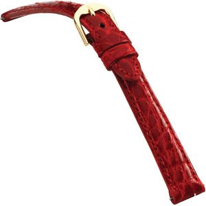 14mm Ladies Short Genuine Crocodile Padded Red Watch Strap