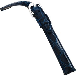 14mm Ladies Regular Genuine Crocodile Padded Navy Watch Strap
