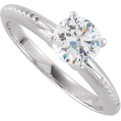 4-prong Round Solitaire with Engraved Shank