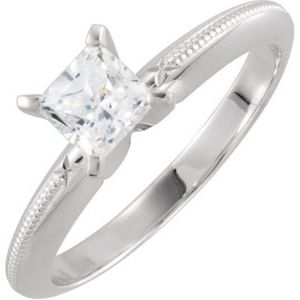 4-prong Princess Solitaire with Engraved Shank