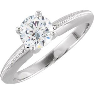 4-prong Round Solitaire with Engraved Shank