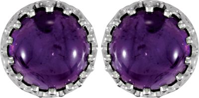 Crown Design Cabochon Button Earrings