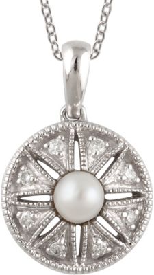 Freshwater Cultured Pearl & .06 ct tw Diamond 18