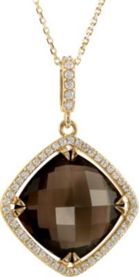Halo-Styled Antique Square-Shaped Dangle Pendant or Necklace