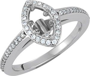 Halo-Styled Marquise-Shaped Engagement Ring or Matching Band