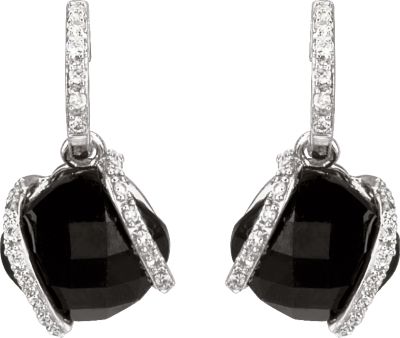 Genuine Onyx & Diamond Earrings
