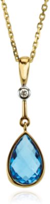Genuine Swiss Blue Topaz & Diamond Pendant