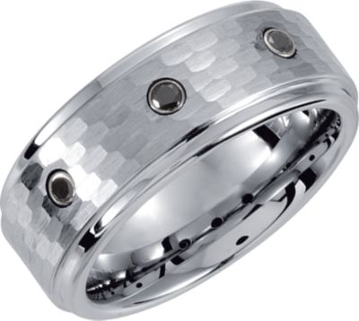 Dura Tungsten&reg; Ridged Diamond Band with Bark Finish