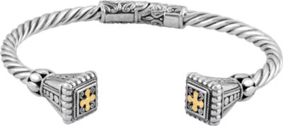 Sterling Silver Hinged Bracelet with 18KY Accents