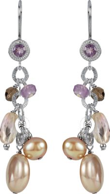 Freshwater Dyed Cultured Pearl & Multi-Gemstone Earrings