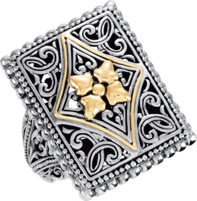 Two-Tone Filigree Design Fashion Ring