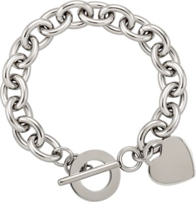 Amalfi&trade; Stainless Steel Link Bracelet with Heart Charm