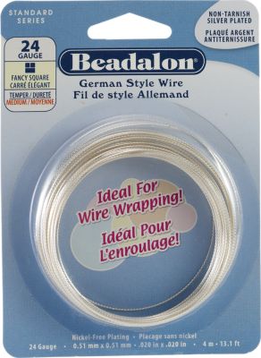 Beadalon&reg;  Fancy Square NF Silver Plated 24 Gauge Wire