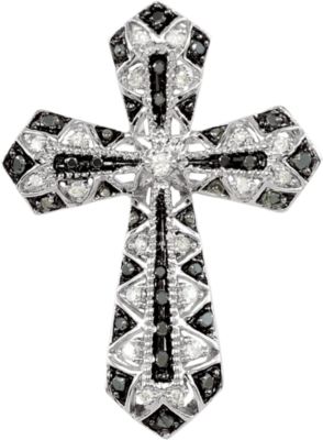 1/3 ct tw Black & White Diamond Cross Pendant