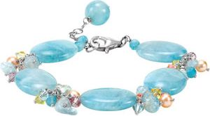 Genuine Dyed Blue Quartz, Swarovski Crystal & Pearl Necklace or Bracelet