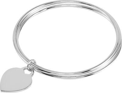 Triple Bangle Bracelet with Heart Charm