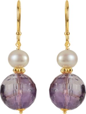 Freshwater Cultured Pearl & Amethyst Earrings