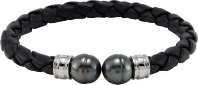 Tahitian Cultured Pearl & Leather Cuff Bracelet