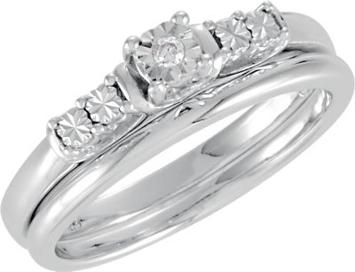 Diamond Illusion Engagement Ring or Matching Band