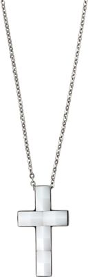 Ceramic Couture&trade; & Stainless Steel Cross Necklace