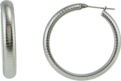 Amalfi&trade; Stainless Steel Half Round Textured Hoop Earrings