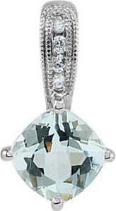 Genuine Aquamarine & Diamond Pendant