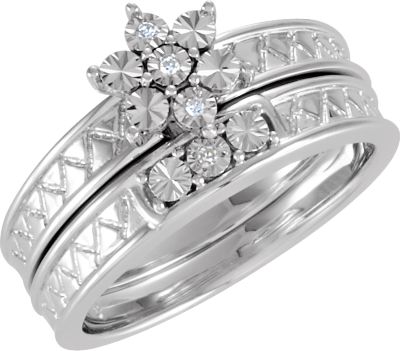 Floral-Inspired Diamond Illusion Engagement Ring or Matching Band