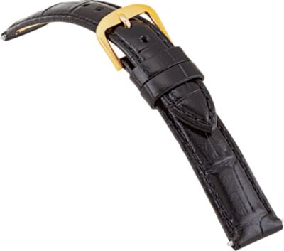 16mm Ladies Regular Alligator Grain Padded Black Watch Strap