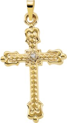 Accented Hollow Cross Diamond Pendant