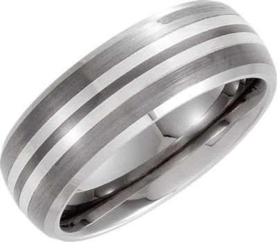 Dura Tungsten&reg; Sterling Silver Inlay Dome Beveled Band