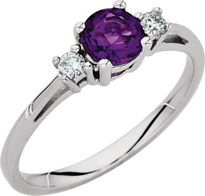 Genuine Amethyst & Diamond Ring