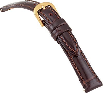 12mm Ladies Short Alligator Grain Padded Brown Watch Strap
