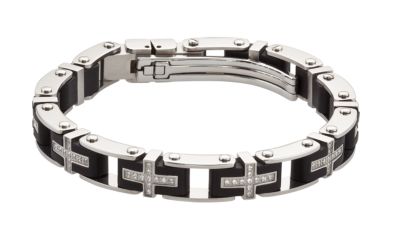 Amalfi™ Stainless Steel Bracelet with Crosses & CZ's