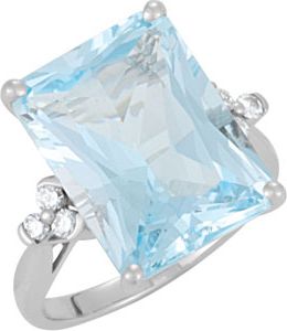 Genuine Sky Blue Topaz & Diamond Ring